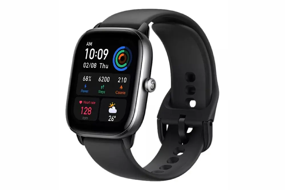 Smartwatch Amazfit GTS 4 Mini cor preto em um fundo branco - Smartwatch para Corrida com GPS