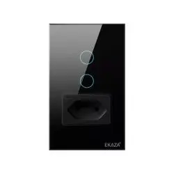 Interruptor Wifi Inteligente C/tomada Alexa – Ekaza cor preto.