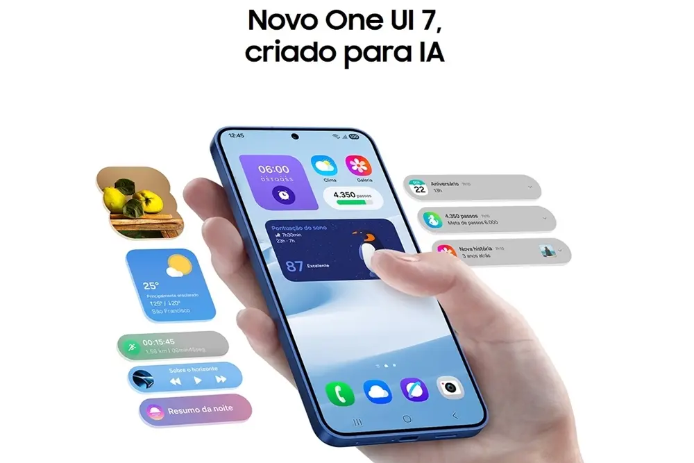 Sistema operacional One UI 7 dos Galaxy S25 E S25 Plus.