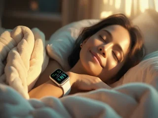 Uma pessoa dormindo com um Apple Watch no pulso.