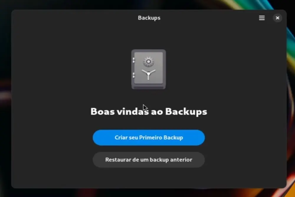 App Déjá Dup Backups para backup do Linux.