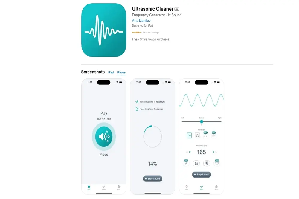 App Ultrasonic Cleaner - Como Tirar Água do Alto-Falante do Seu iPhone