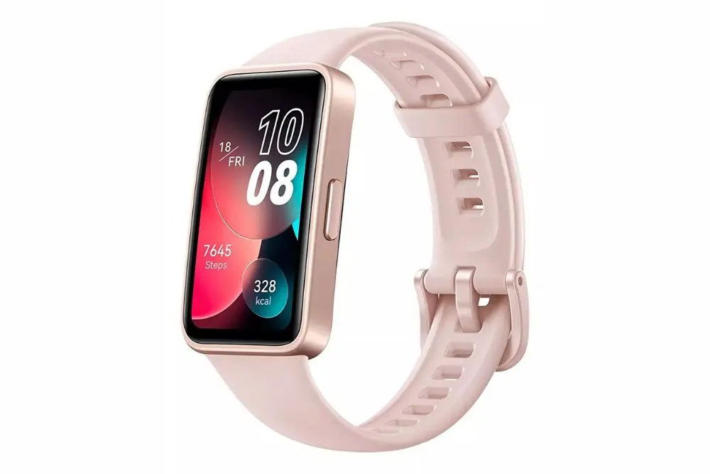 Smartband Huawei Band 8 cor gold em um fundo branco. Smartband Custo-benefício.