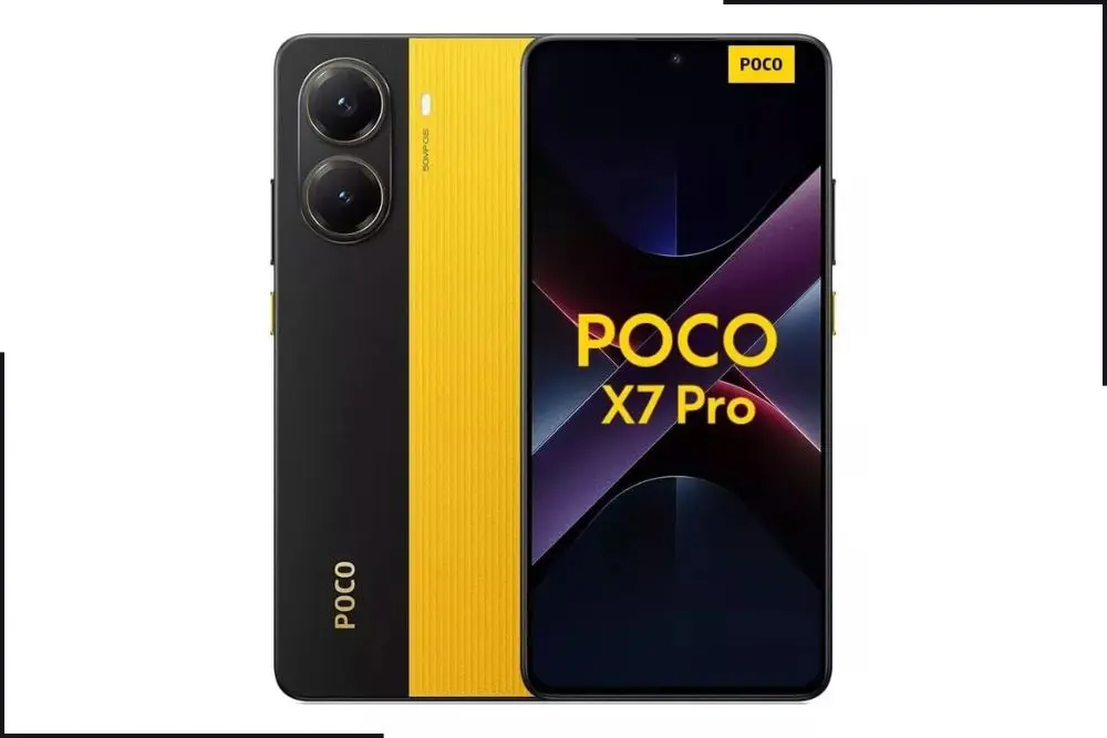Smartphone frente e verso, POCO X7 Pro cor preto e amarelo. Melhores smartphones