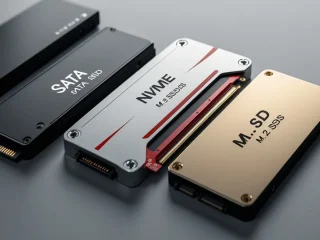 Varios tipos de SSD para computadores sobe uma superfície preta. SSD Melhora o Desempenho do PC