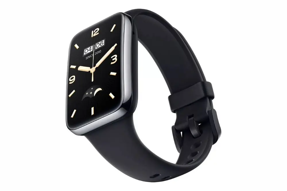 Smartband Xiaomi Mi Band 7 Pro cor preto em um fundo branco. Smartband Custo-benefício.