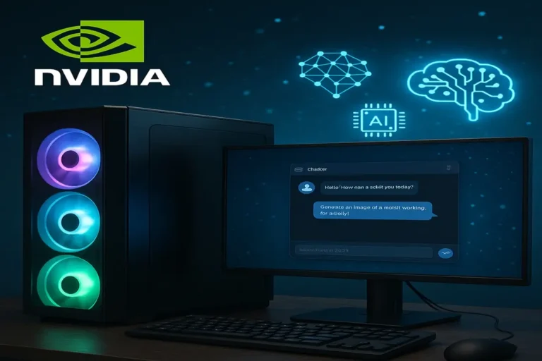 Um desktop com logo da Nvidia.