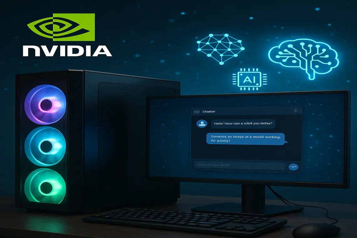 Um desktop com logo da Nvidia.