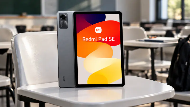 Qual Tablet Vale a Pena para Estudar em 2026? 3 Modelos até R$1.800 9 tablets para estudar, redmi pad se sobre uma mesa em uma sala de aula