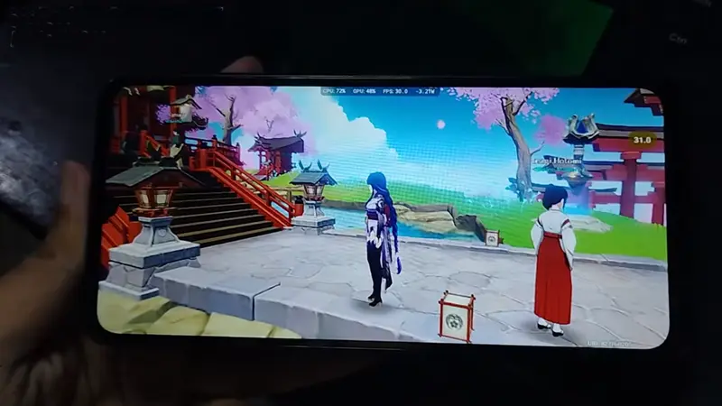 Celular Samsung Galaxy A07 tela aberta no jogo Geish