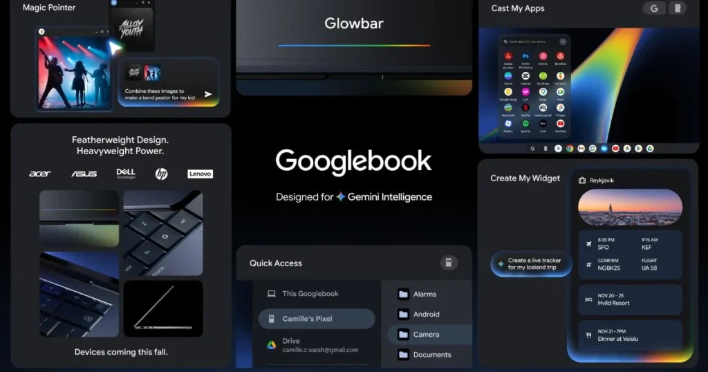 Googlebook: Conheça o substituto oficial do Chromebook 2 o Googlebook Widgets de IA