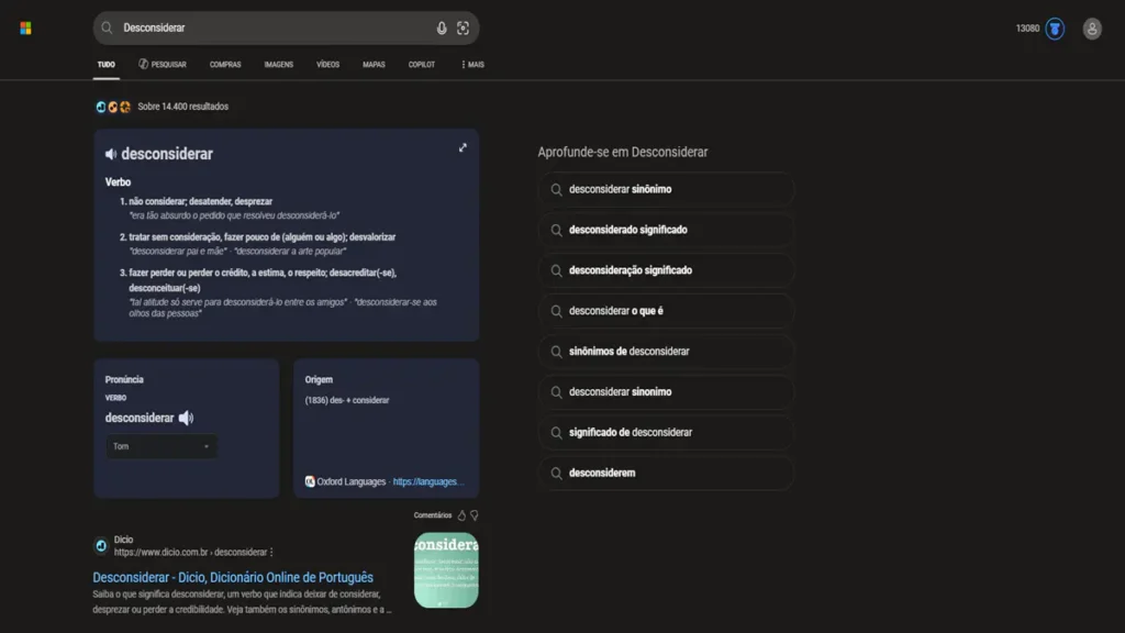 Bug bizarro: Busca pela palavra "desconsiderar" quebra o novo Google com IA 2 Página de busca do Big Microsoft pesquisando a palavra "desconsiderar"