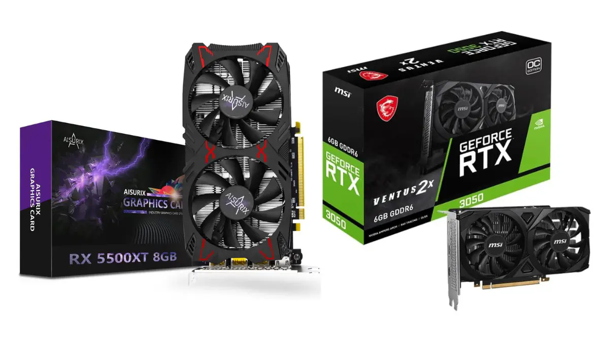 Placa de vídeo RX 5500 XT 8GB MSI ou RTX 3050 8GB MSI