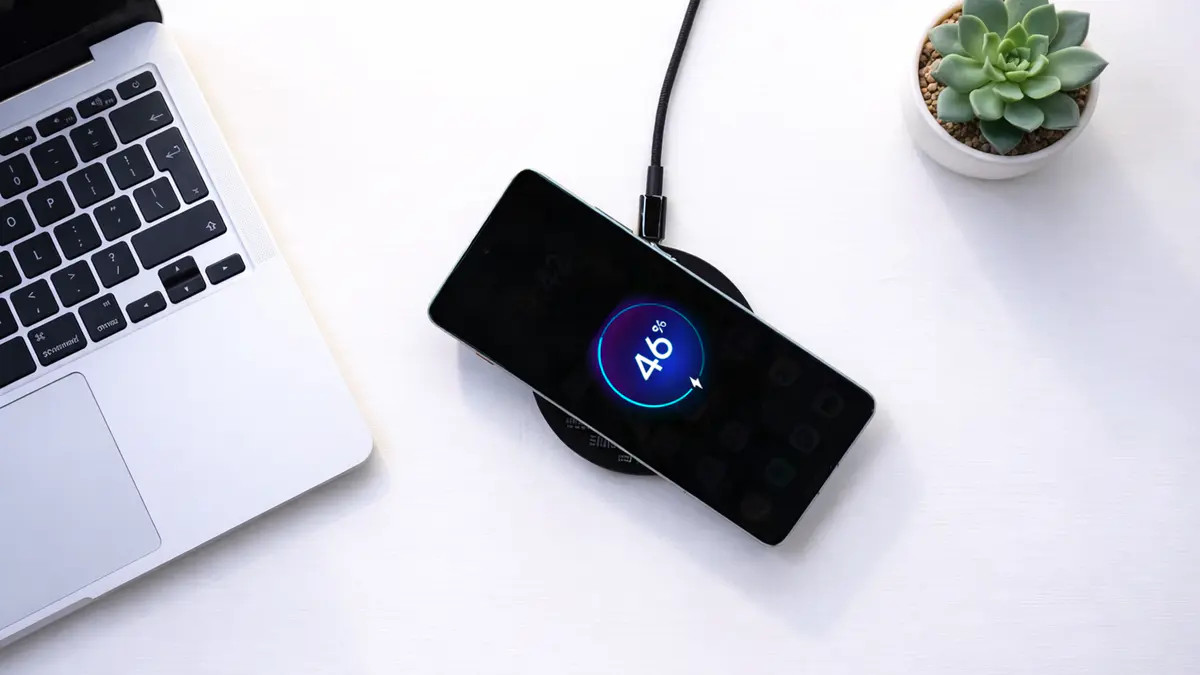 Moto Edge 70: Porque Todo Mundo Está Comprando? 6 Moto edge 70 em uma base de carregamento por indução