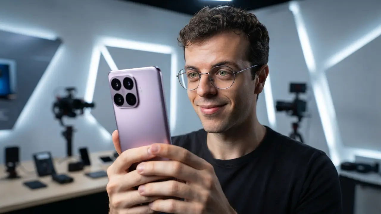 Uma pessoa segurando o smartphone Xiaomi 17T cor rosa nas mãos