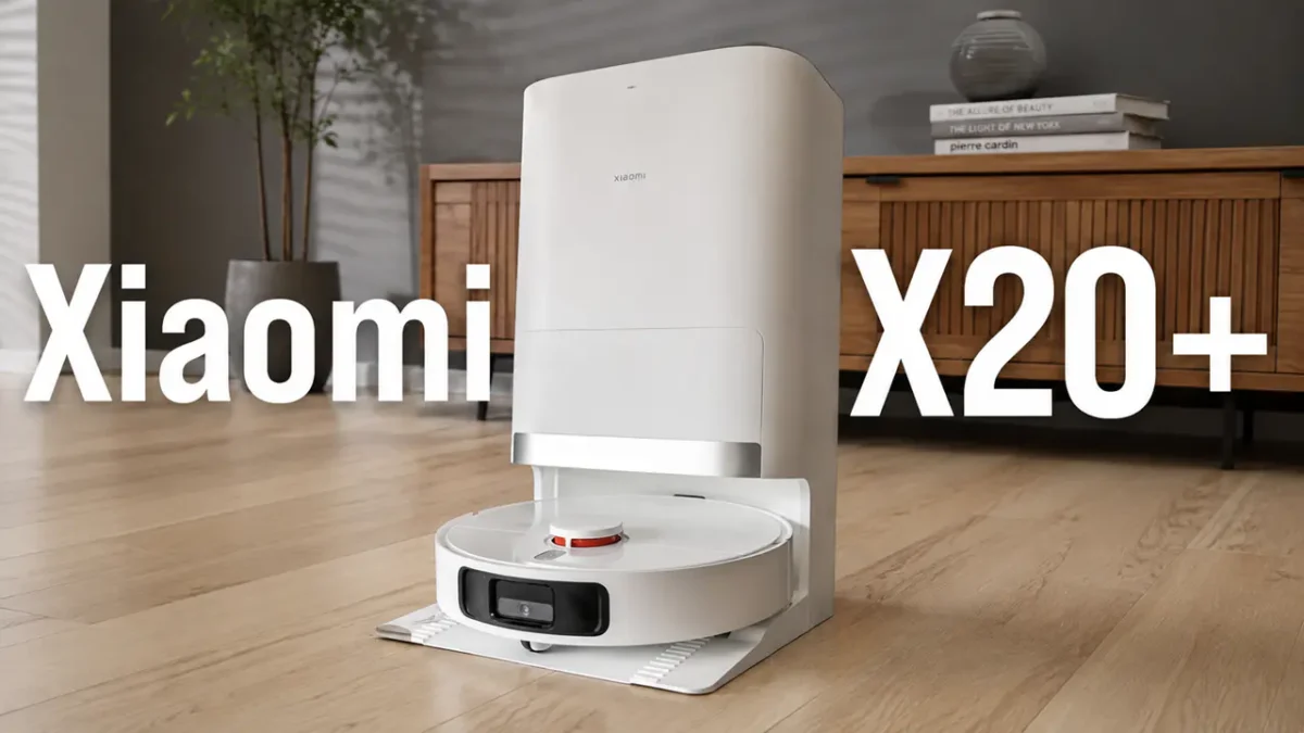 Robo aspirador Xiaomi X20 Plus cor branca no chao da sala