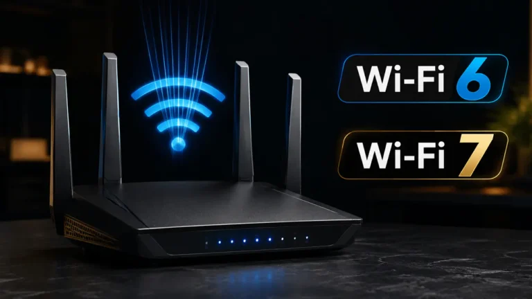 Comparação entre roteador Wi-Fi 6 e Wi-Fi 7 para internet doméstica em 2026