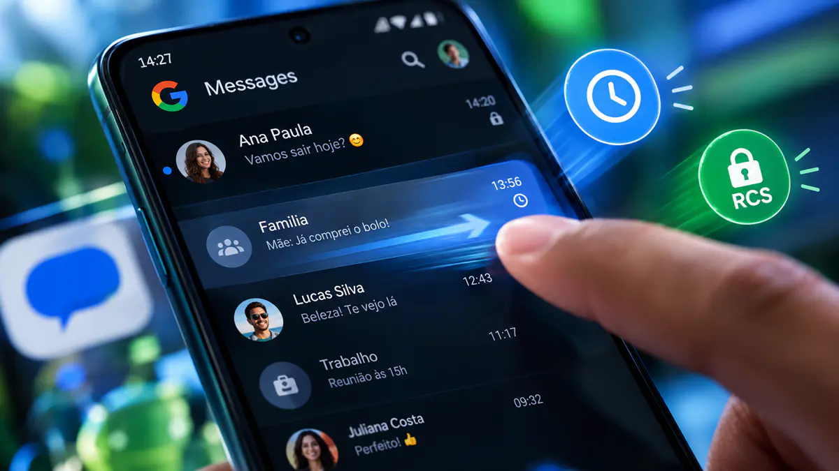 Google Messages novo gesto: swipe esquerdo revela timestamps de todas as mensagens de uma vez — veja como usar
