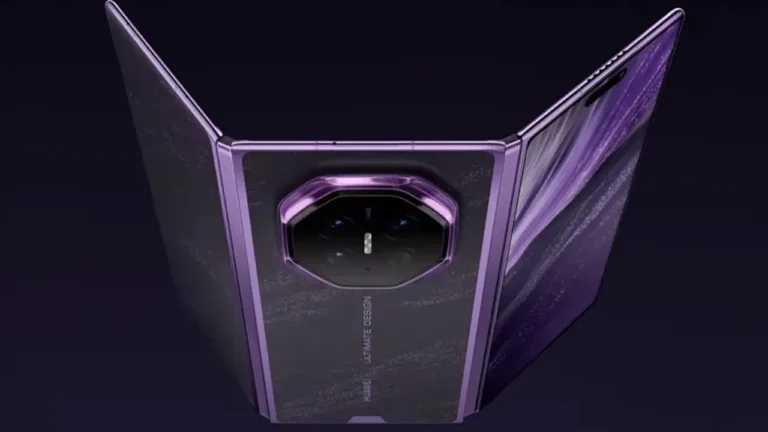 Huawei Mate XT2: dobrável de 3 telas em um fundo preto