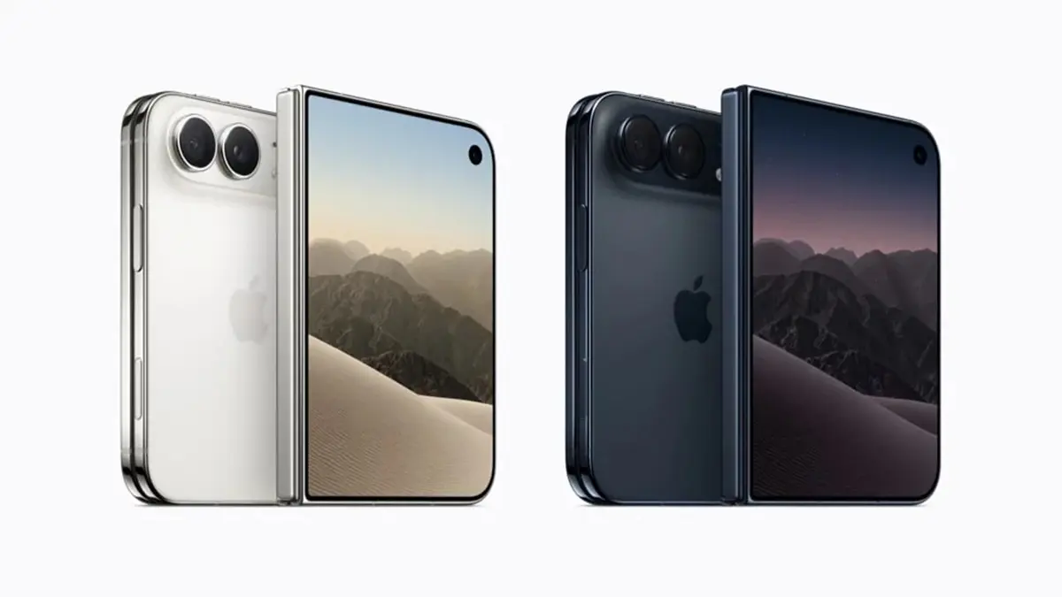 Tela dobrável do iPhone Duo custa US$ 250 e só Samsung fabrica 2 2 iPhones Duo da Apple aberto mostrando tela dobrável interna de 7,58 polegadas