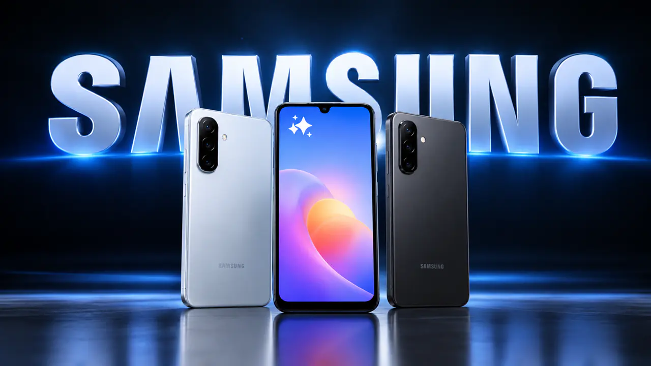 imagem cinematic do Galaxy A18 4G mostrando frente e verso do aparelho