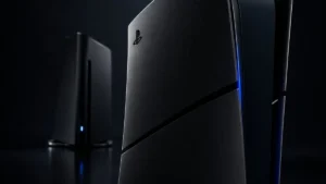 PS5 Midnight Black oficial em close dramático: o console preto que custa US$ 350 mas está bloqueado para o Brasil.