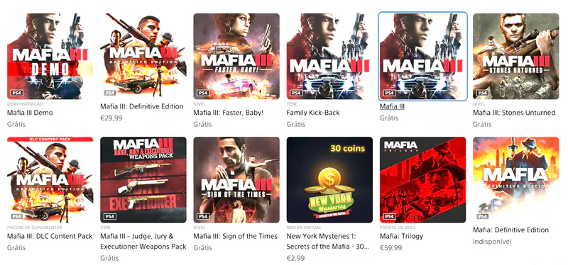 Jogos Mafia 3 e Call of Duty WW2 listados de graça por erro na loja PS Store.