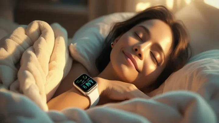 Uma pessoa dormindo com um Apple Watch no pulso.