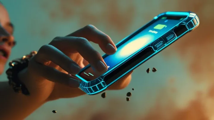 Mão segurando um smartphone com uma capa reforçada. Como Proteger o Smartphone e Prolongar a Vida Útil
