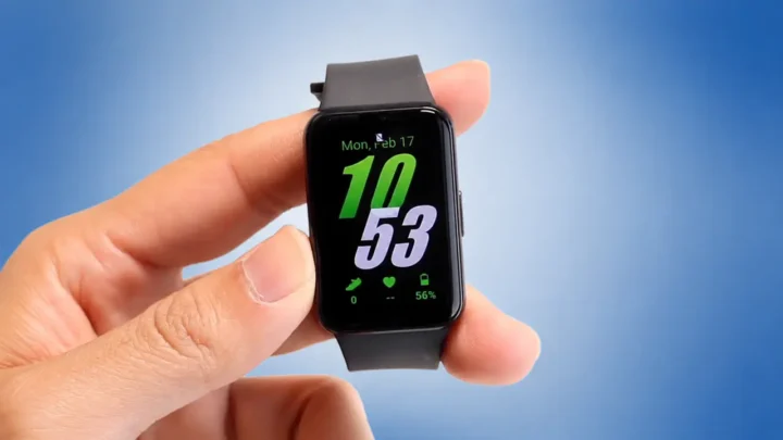 Uma pessoa segurando a Samsung Galaxy Watch Fit 3 nas mãos